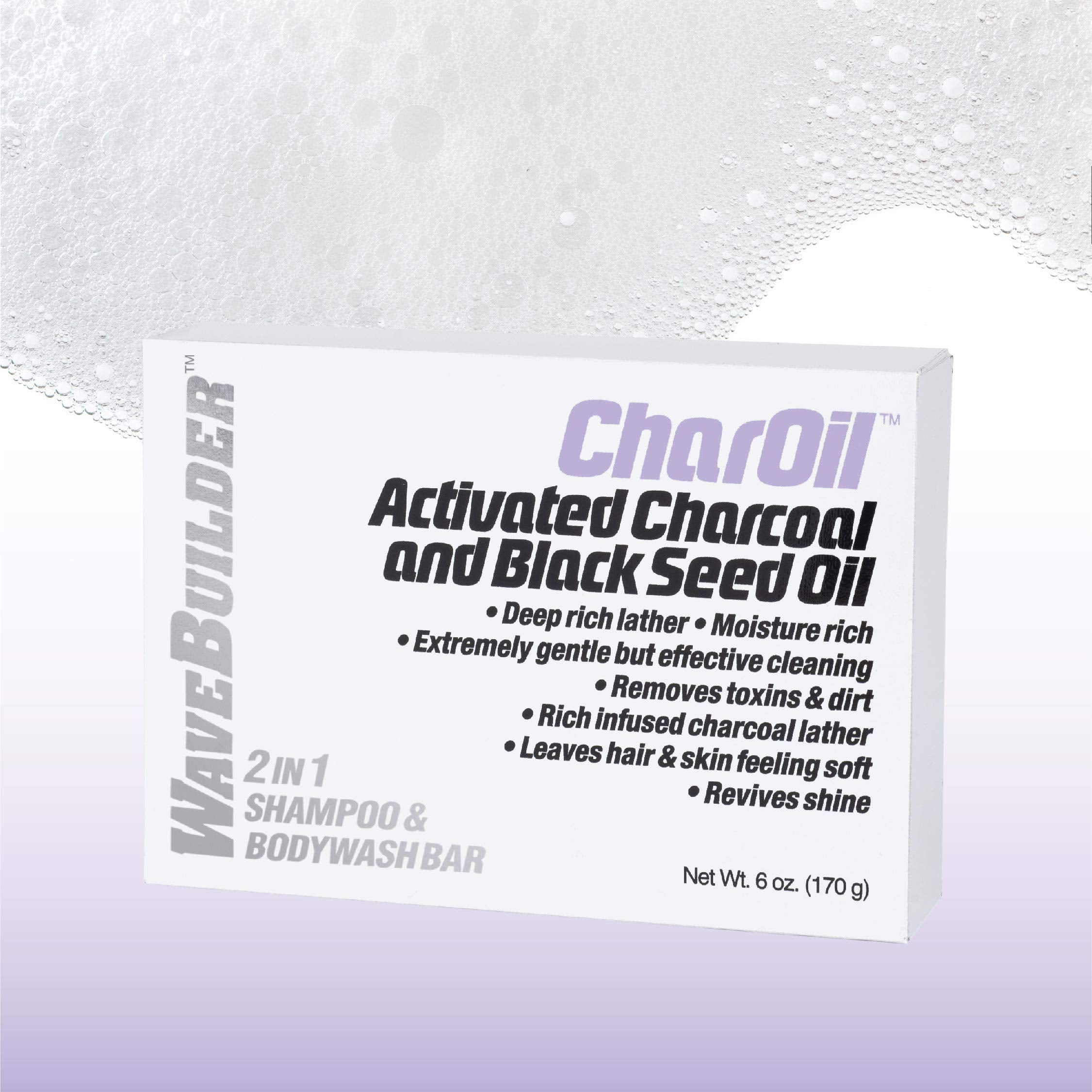 WaveBuilder CharOil 2-in-1 Shampoo & Bodywash Bar, 6 oz | WAVEBUILDER