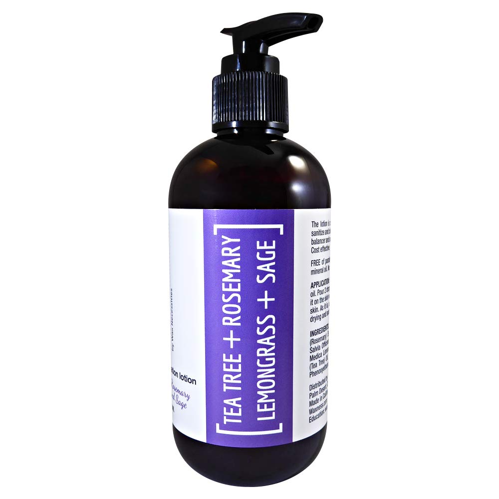 Wax Necessities Waxness Dr. Bump Natural Pre-Post Lotion – Tea Tree, Rosemary, Lemongrass & Sage (8 oz)