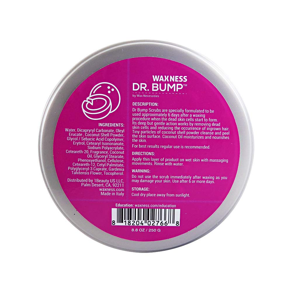 Waxness Dr. Bump Scrub 3 in 1 Coconut Shell – 8.8 oz / 250 g | Post-Wax Exfoliation & Moisturizing