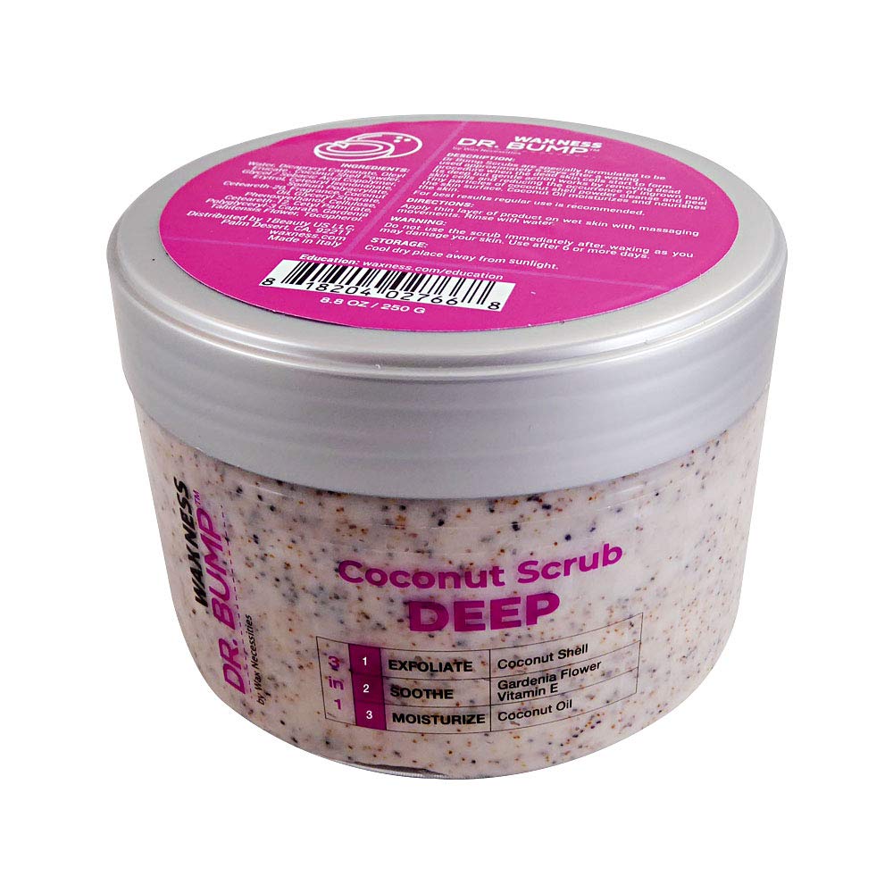 Waxness Dr. Bump Scrub 3 in 1 Coconut Shell – 8.8 oz / 250 g | Post-Wax Exfoliation & Moisturizing