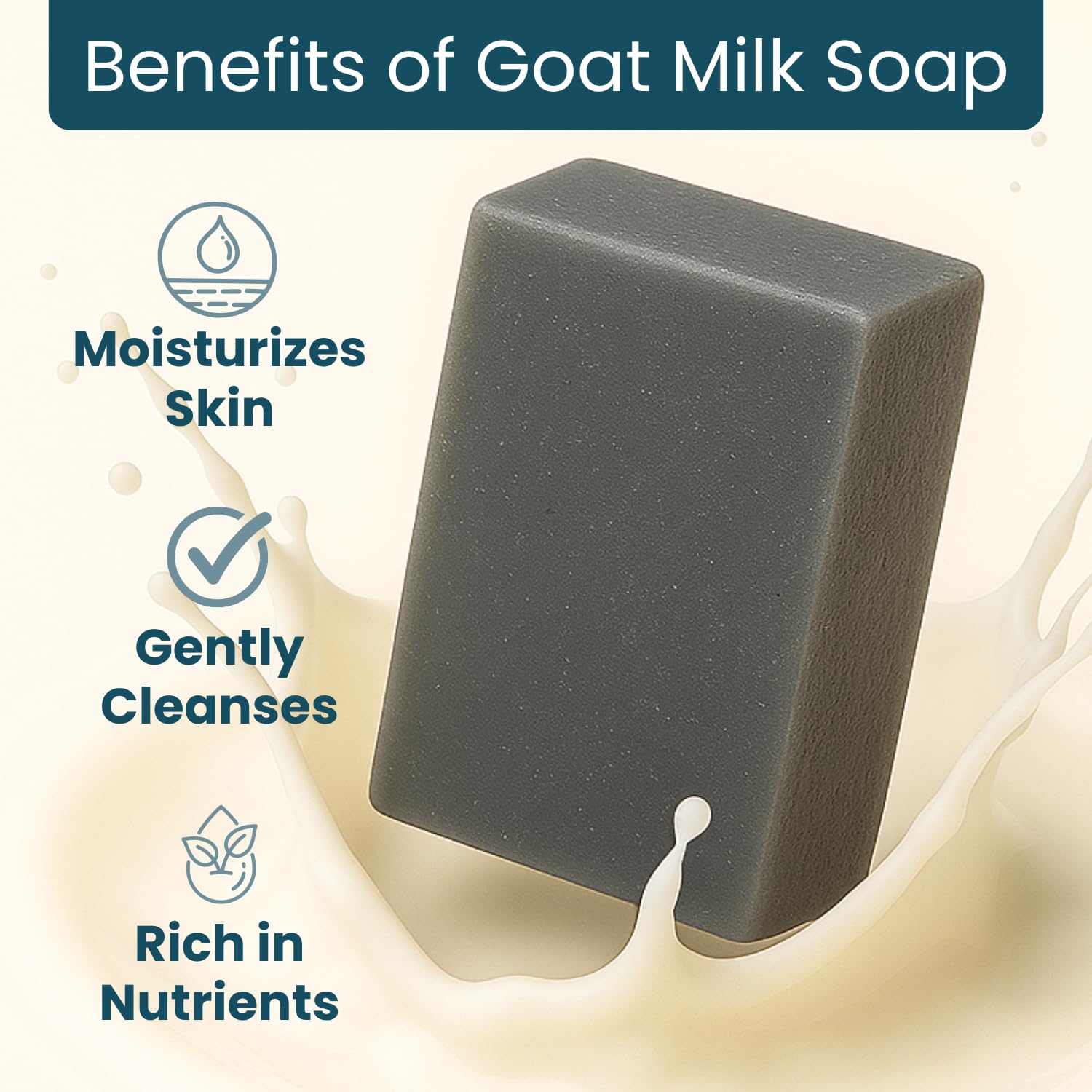 Way Natural Activated Charcoal Soap Bar with Goat Milk – Handmade 5oz, No Dyes
