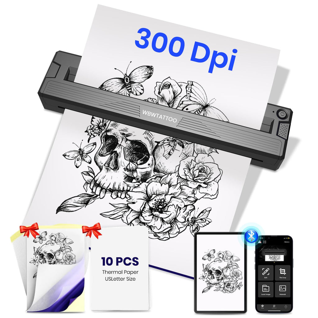 WBWTATTOO Tattoo Stencil Printer – 2026 Portable Wireless Thermal Printer for Beginners & Pros
