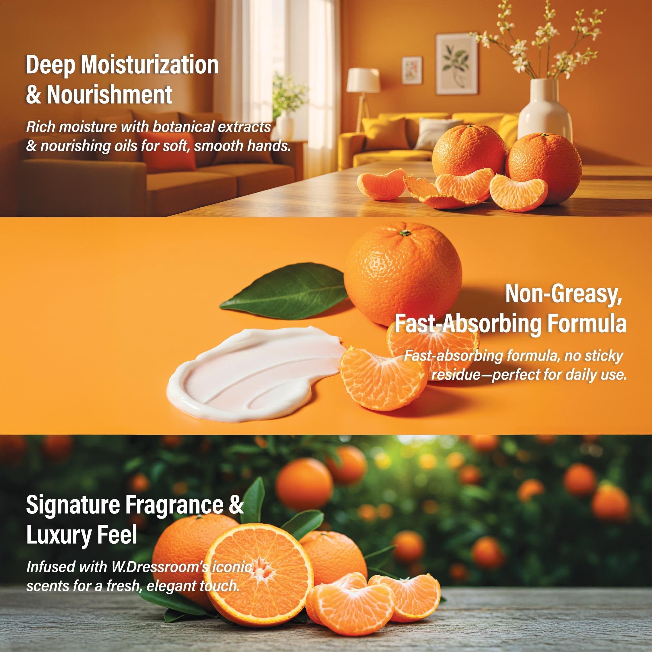 W.Dressroom Moisturizing Hand Cream – Non-Greasy, Quick-Absorbing Korean Hand Lotion, Travel Size 1.69 fl oz (50 ml) Tangerine Farm