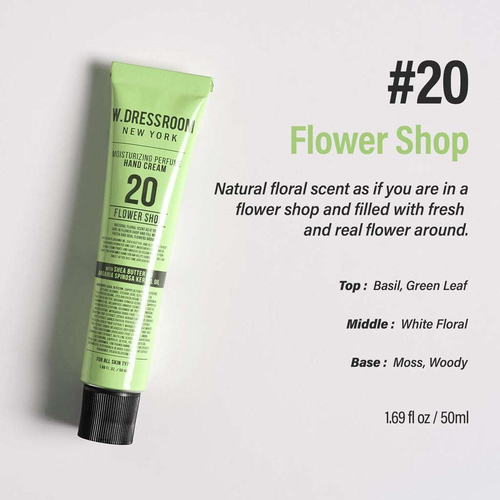 W.Dressroom Moisturizing Hand Cream – Quick-Absorb, Non-Greasy Korean Hand Lotion, Travel Size 50 ml No.20 Flower Shop Scent