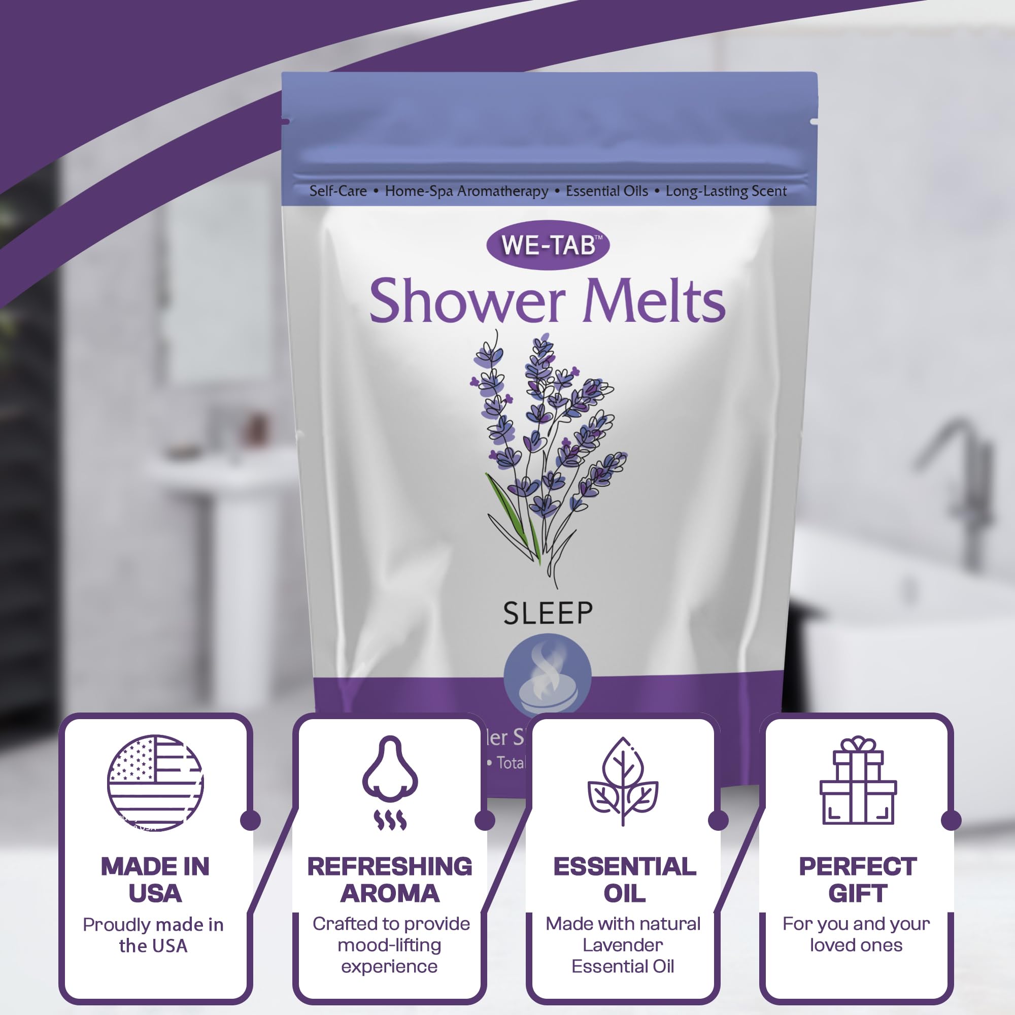We-Tab Shower Steamers 10-Pack – Lavender Aromatherapy for Relaxation & Self-Care
