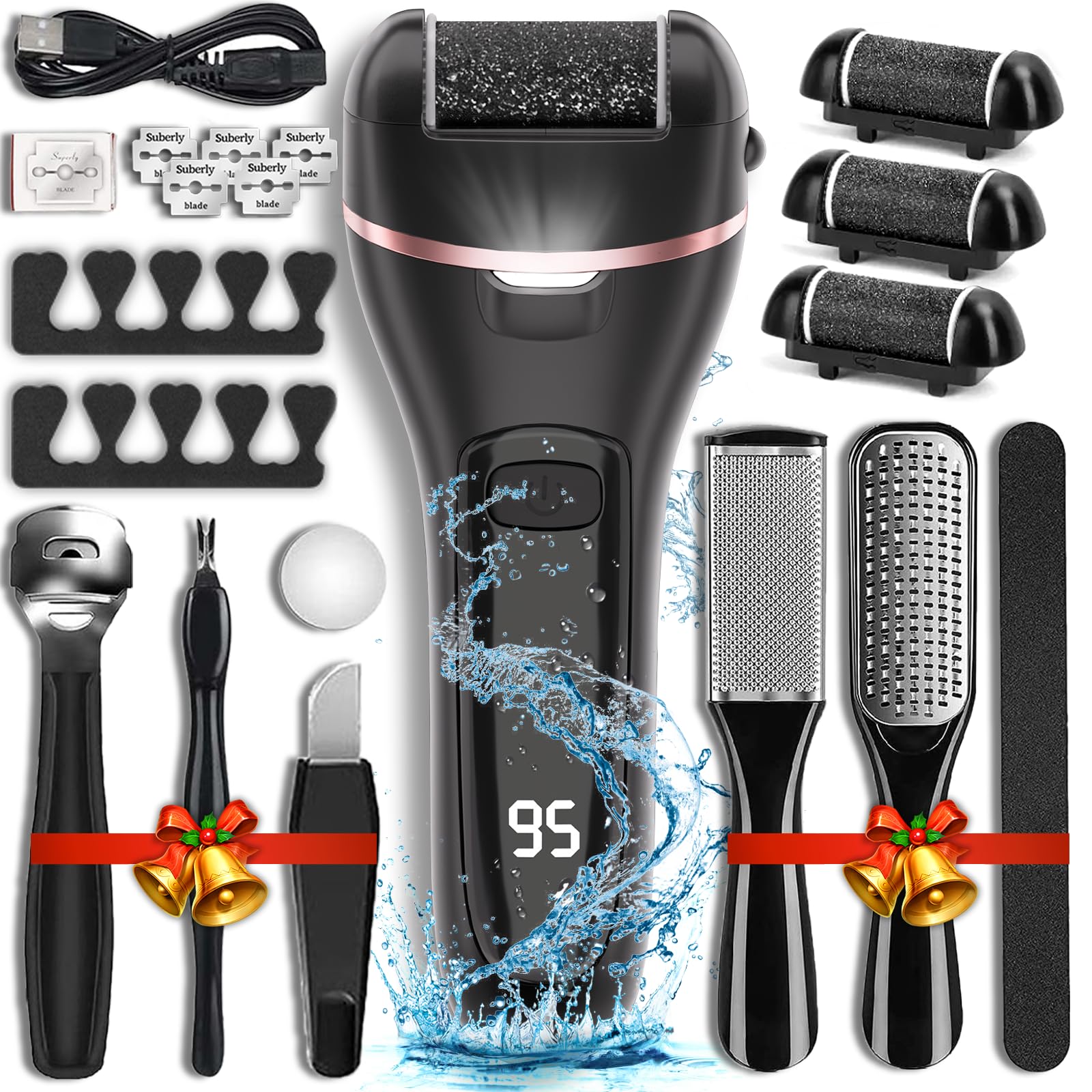 Wea&Hea Electric Callus Remover – 17-in-1 Pedicure Kit, 2-Speed, USB Rechargeable