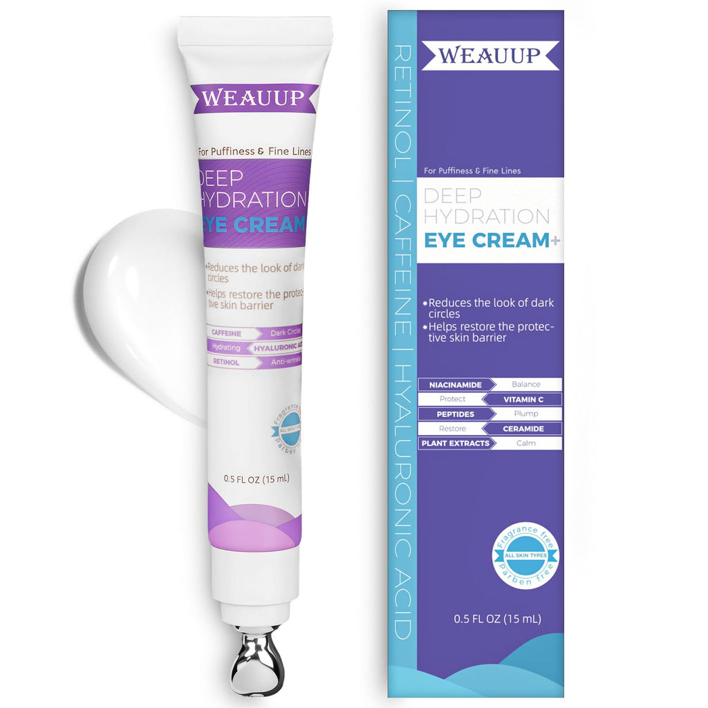 WEAUUP Eye Cream for Dark Circles & Puffiness – Retinol, Hyaluronic Acid, Caffeine & Peptides