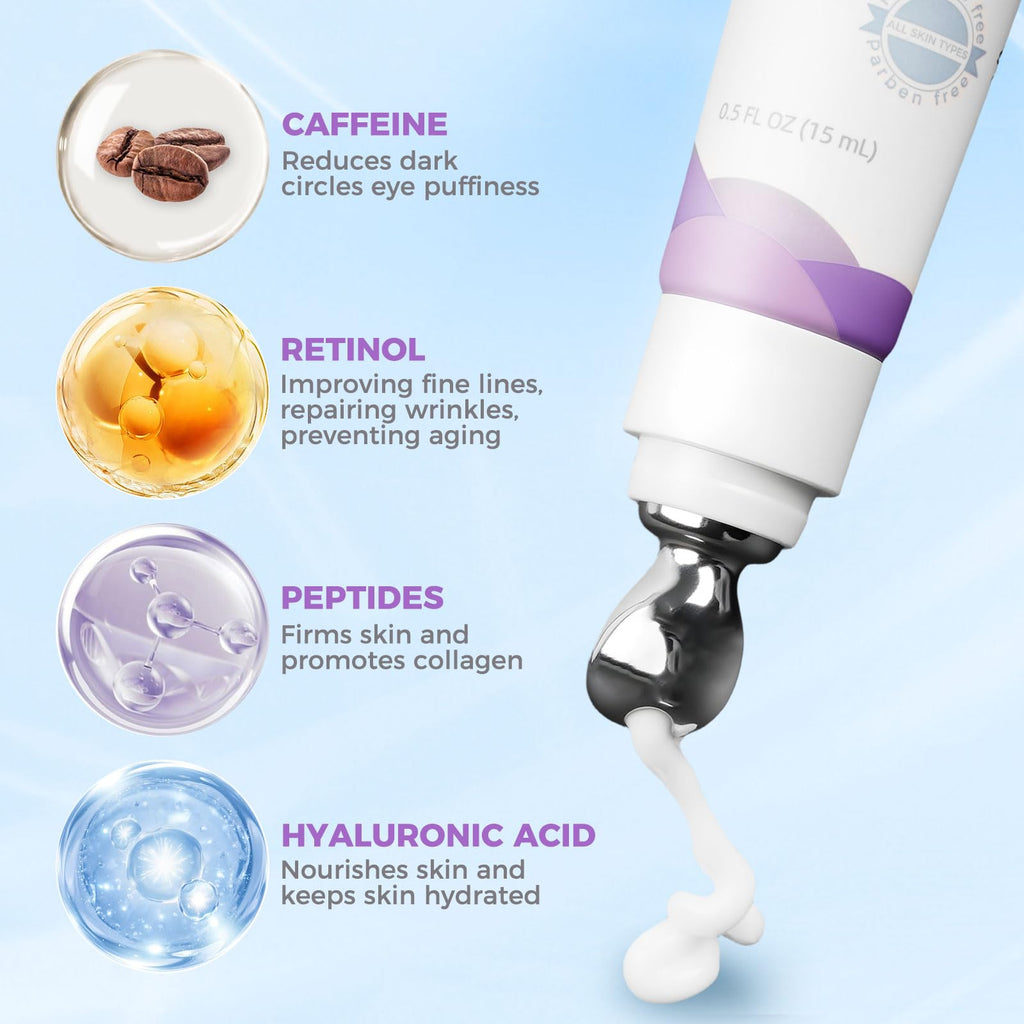 WEAUUP Eye Cream for Dark Circles & Puffiness – Retinol, Hyaluronic Acid, Caffeine & Peptides