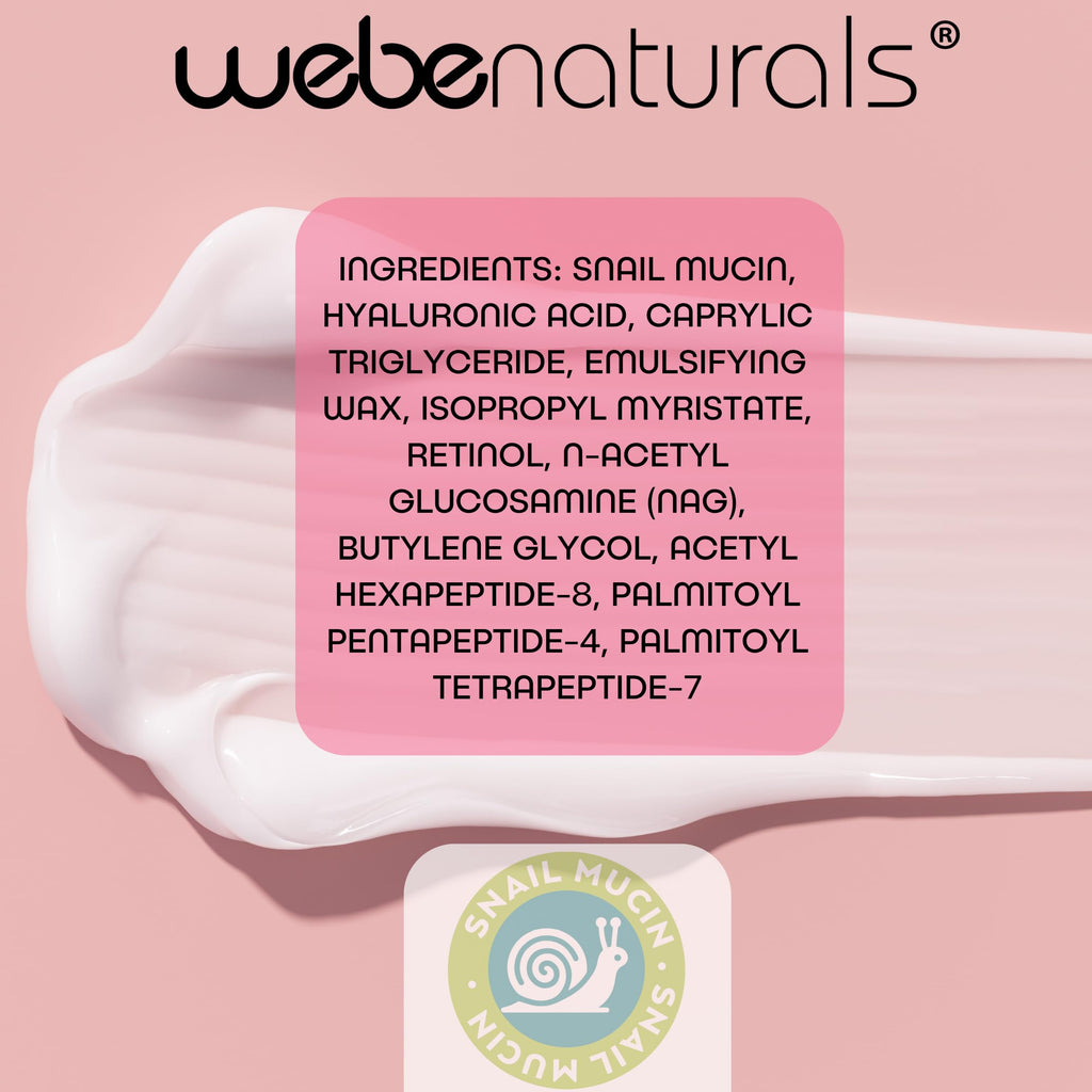 WEBE Hydration Snail Mucin Moisturizer | Hyaluronic Acid, Retinol & Peptides Anti-Aging Cream