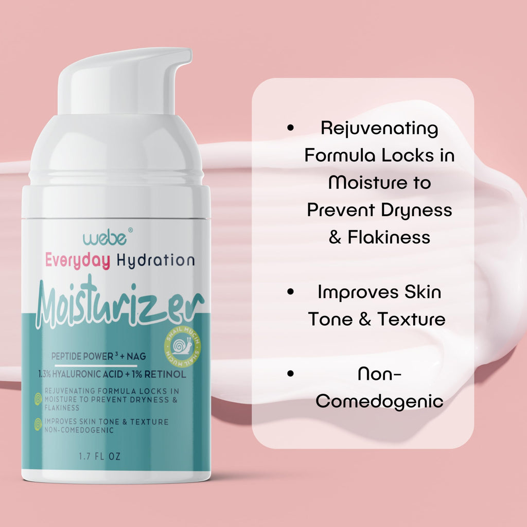 WEBE Hydration Snail Mucin Moisturizer | Hyaluronic Acid, Retinol & Peptides Anti-Aging Cream