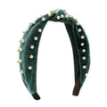 Wee Ones Velvet Wrapped Headband with Knot & Faux Pearls - Sapphire