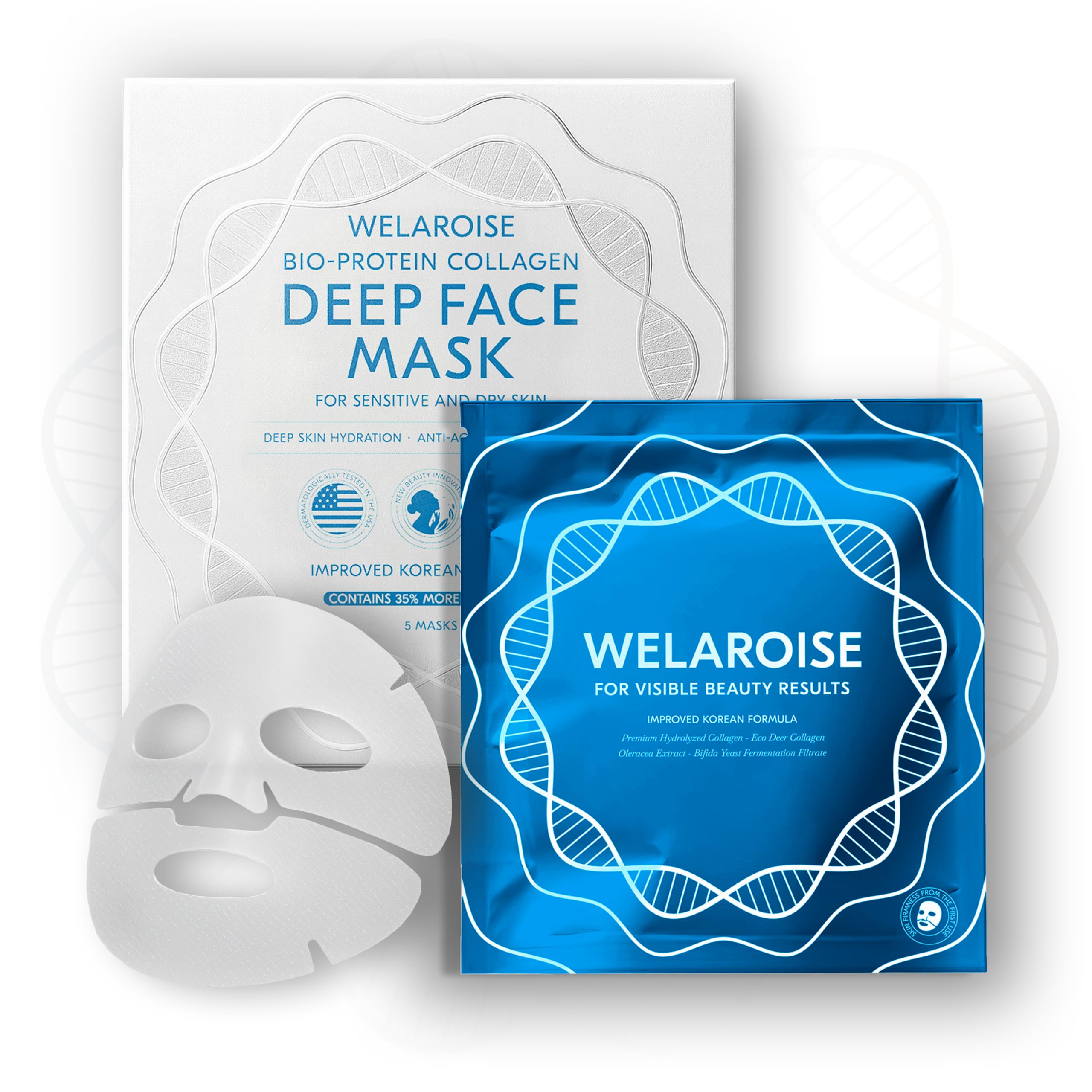 Welaroise Bio Protein Collagen Hydrogel Mask – 35% More Collagen, Deep Hydration (5 Pack)