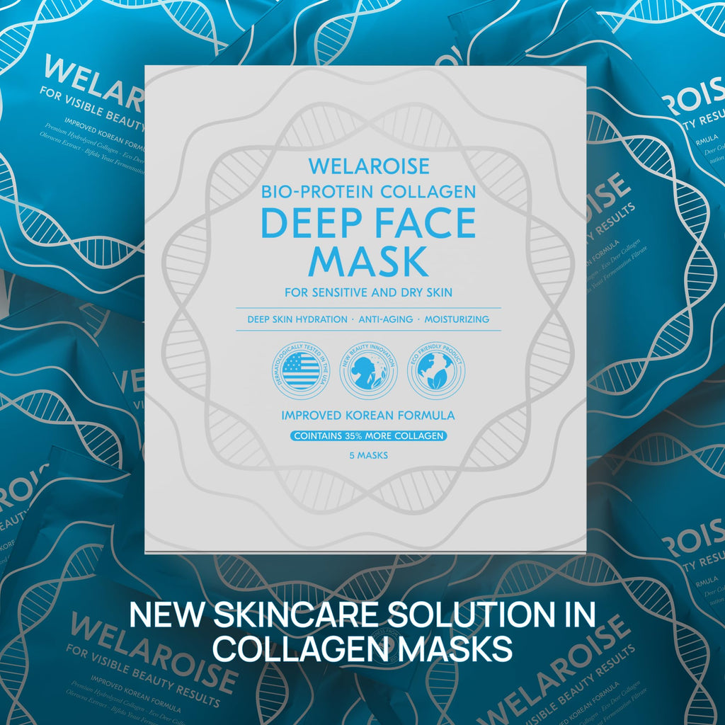 Welaroise Bio Protein Collagen Hydrogel Mask – 35% More Collagen, Deep Hydration (5 Pack)