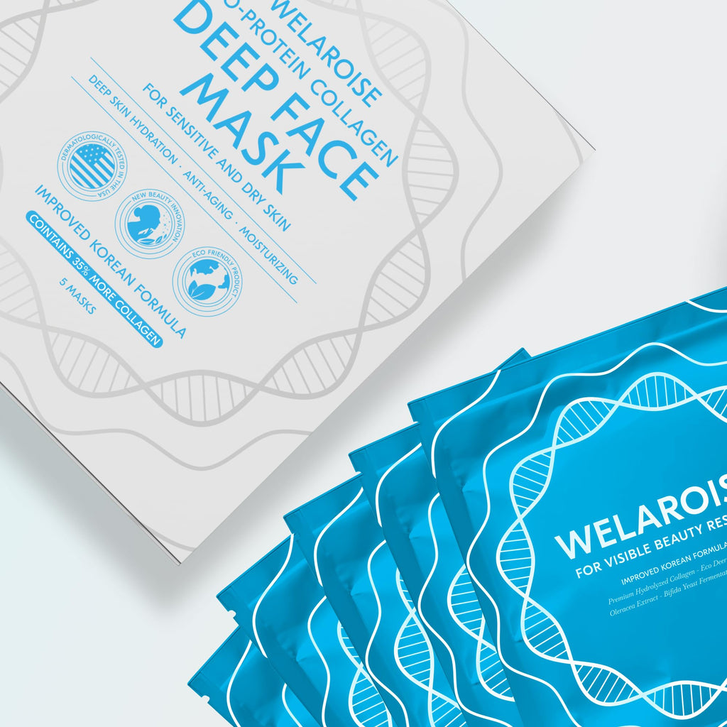 Welaroise Bio Protein Collagen Hydrogel Mask – 35% More Collagen, Deep Hydration (5 Pack)