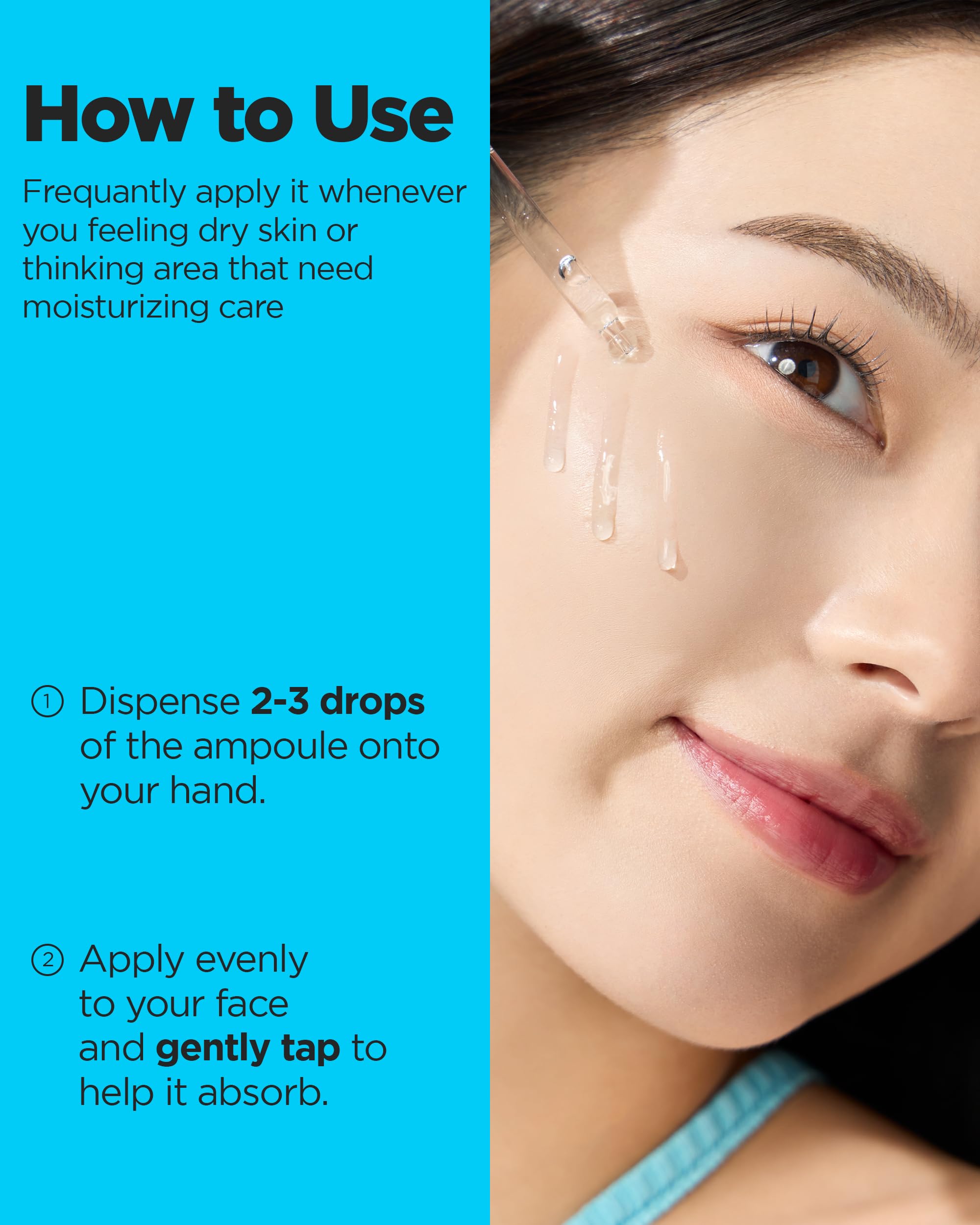 Wellage Real Hyaluronic Blue Ampoule 100% Hyaluronic Serum - Fragrance-Free for Sensitive Dry Skin