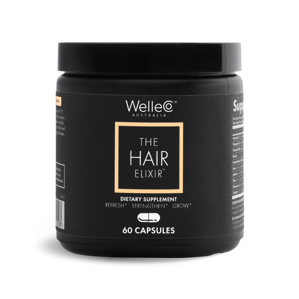 WelleCo The Hair Elixir – Vegan Hair Care Supplement with Biotin, Iron, Zinc & Rhodiola (60 Capsules)