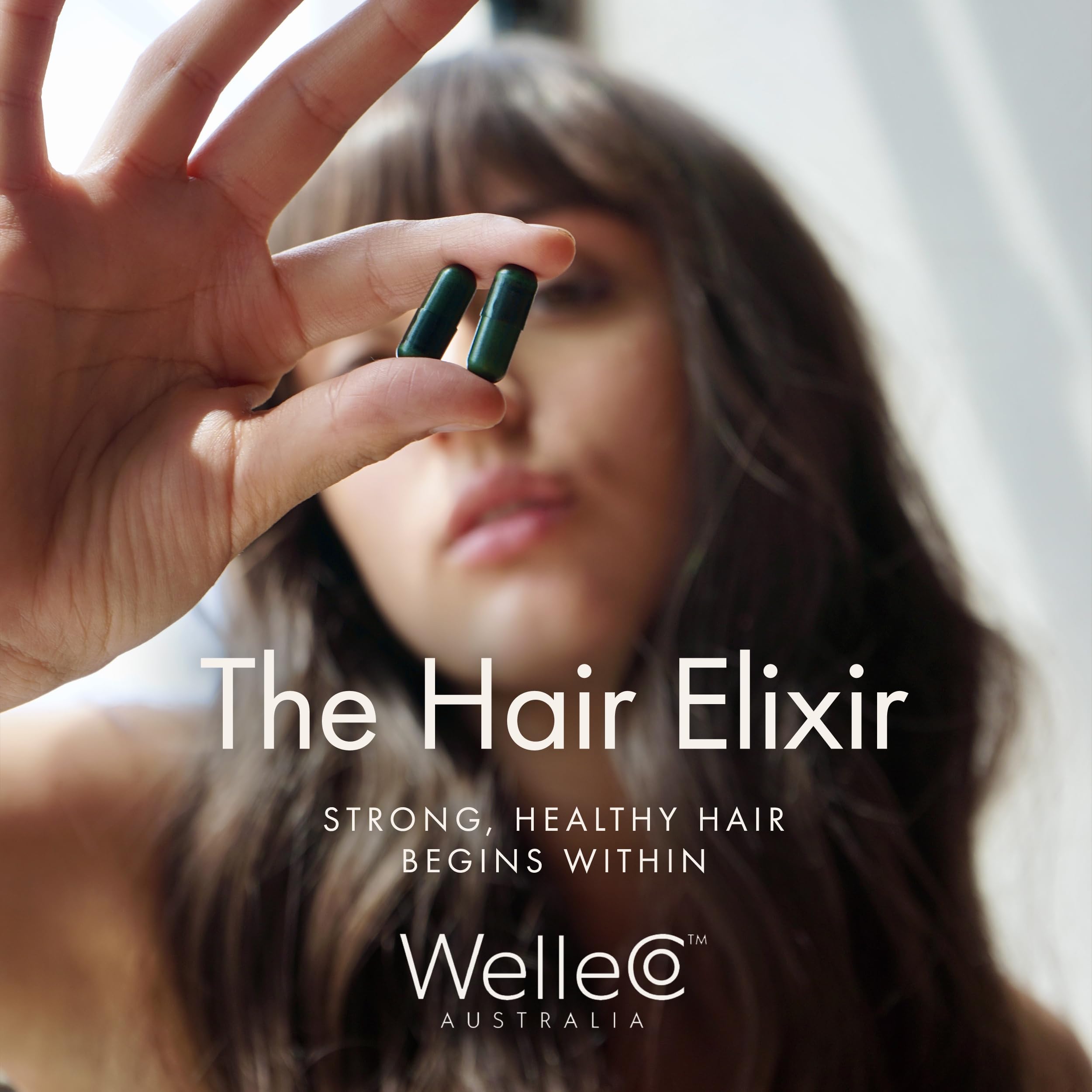 WelleCo The Hair Elixir – Vegan Hair Care Supplement with Biotin, Iron, Zinc & Rhodiola (60 Capsules)