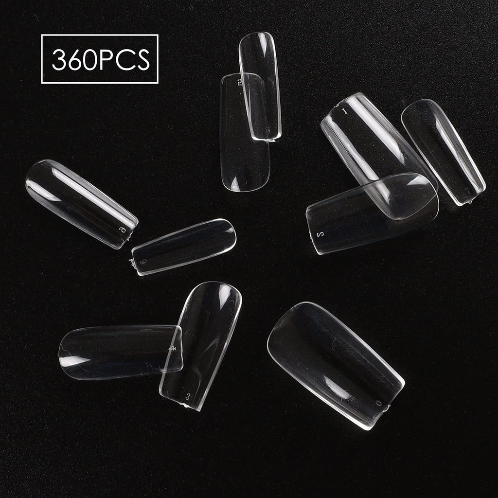 Wellquinn Short Square Nail Tips – 360pcs Full-Cover Gel Extensions for DIY French Manicure