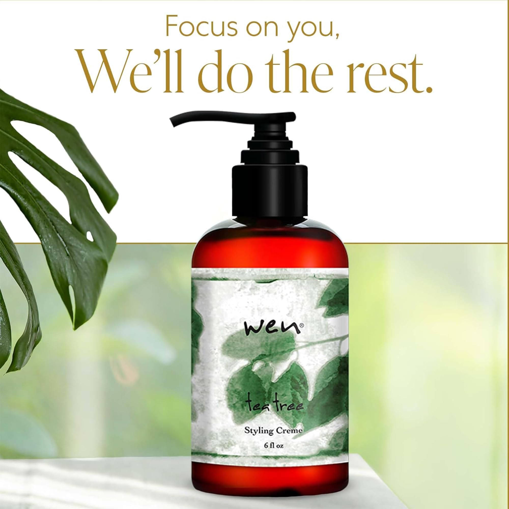 WEN by Chaz Dean Tea Tree Styling Creme - Leave-In Hair Cream for Frizz, Heat Protection & Shine | 6 Fl Oz