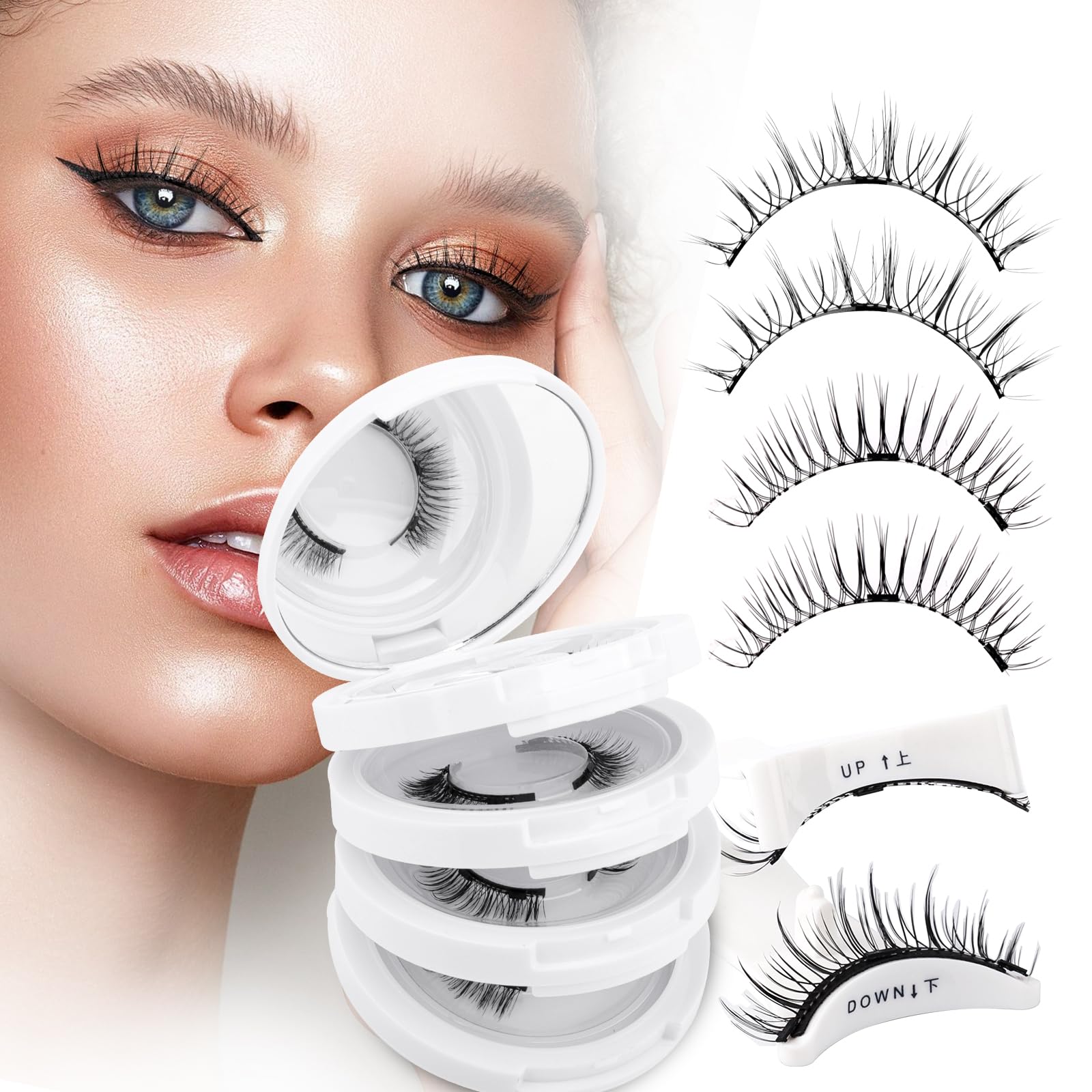 Wendy Lashes: 4-Pairs Reusable Magnetic Eyelashes with Applicator – Natural Look