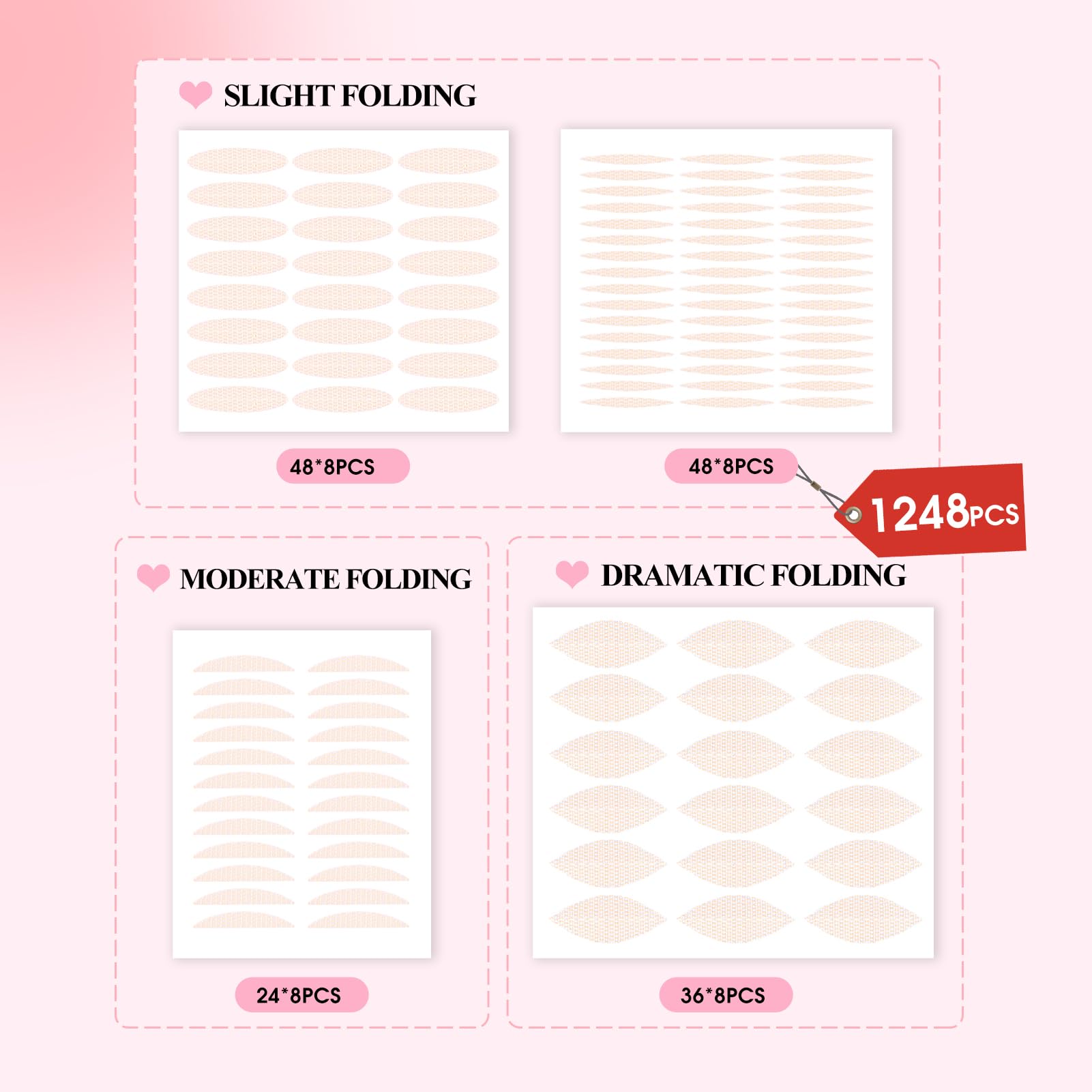 Wendy Lashes 1248-Pcs Invisible Double Eyelid Tapes – Waterproof Lifter Strips