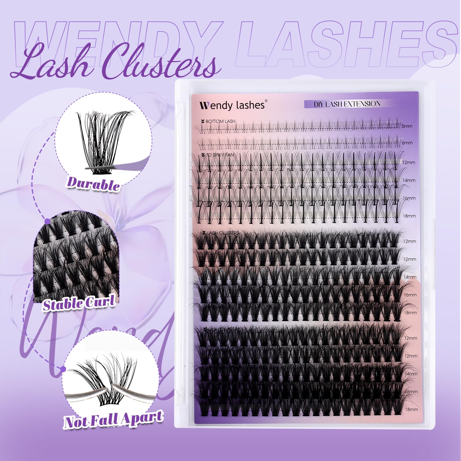 Wendy Lashes Lash Clusters with Bottom Lashes – 40/50D C/D Curl 12–18mm
