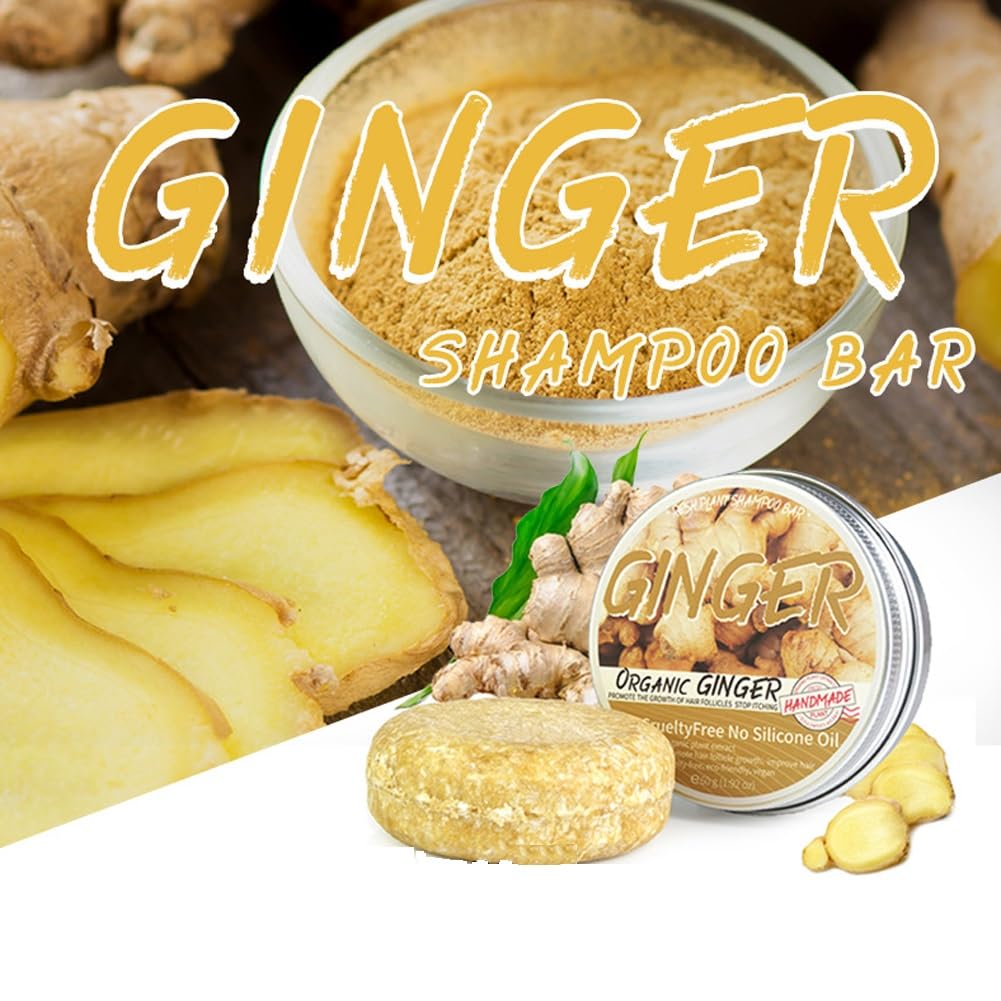 WenFeng Ginger Shampoo Bar – 2 Pcs Natural Hair Growth for Men & Women