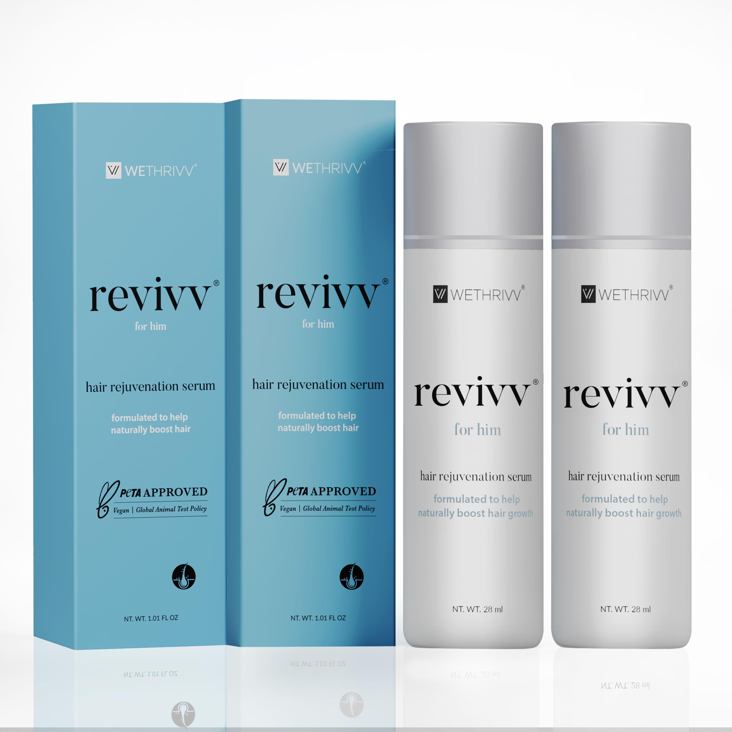 WETHRIVV REVIVV Hair Growth Serum for Men — 2-Pack, 100% Natural