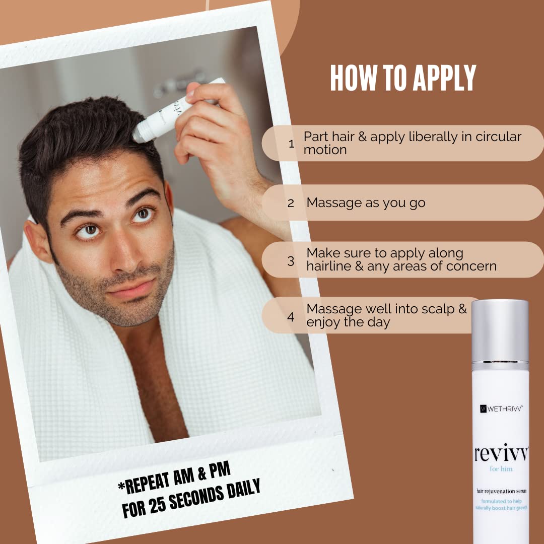 WETHRIVV REVIVV Hair Growth Serum for Men — 2-Pack, 100% Natural