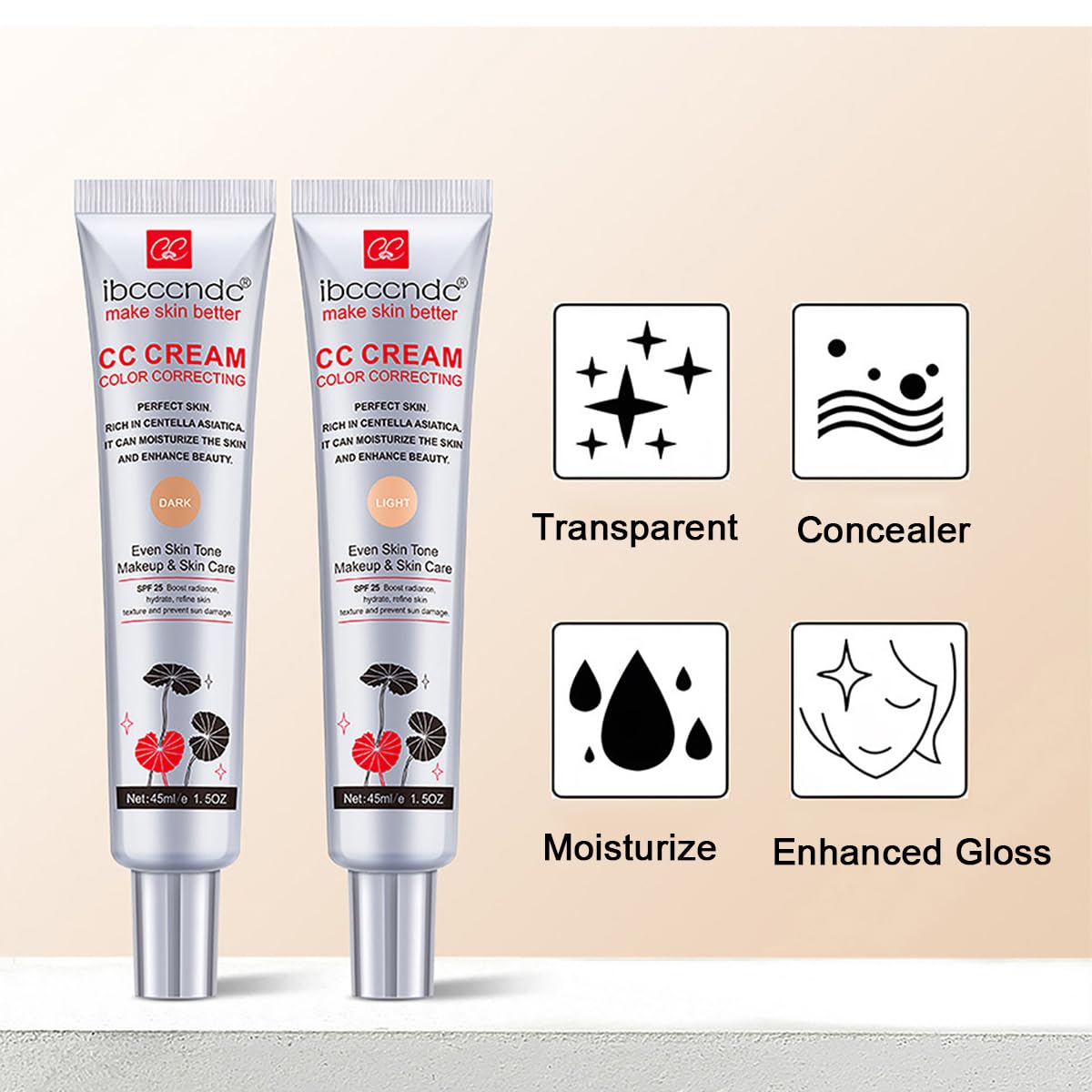 WFWJ Color Correcting CC Cream SPF25 – Full Coverage Foundation & Hydrating Serum
