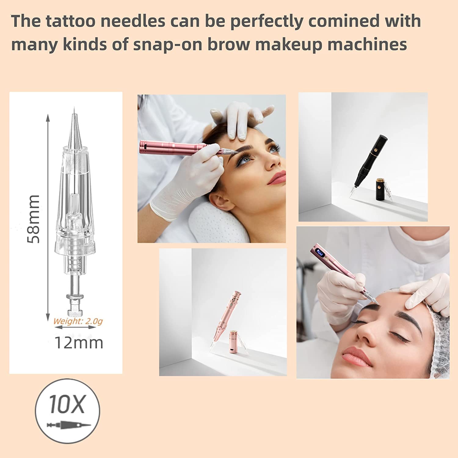 Whalrace PMU Needles 10 Pcs – Safe Disposable 1P/1R Microblading Needles & 1RL Shading for Brows, Eyeliner, Lip Tinting