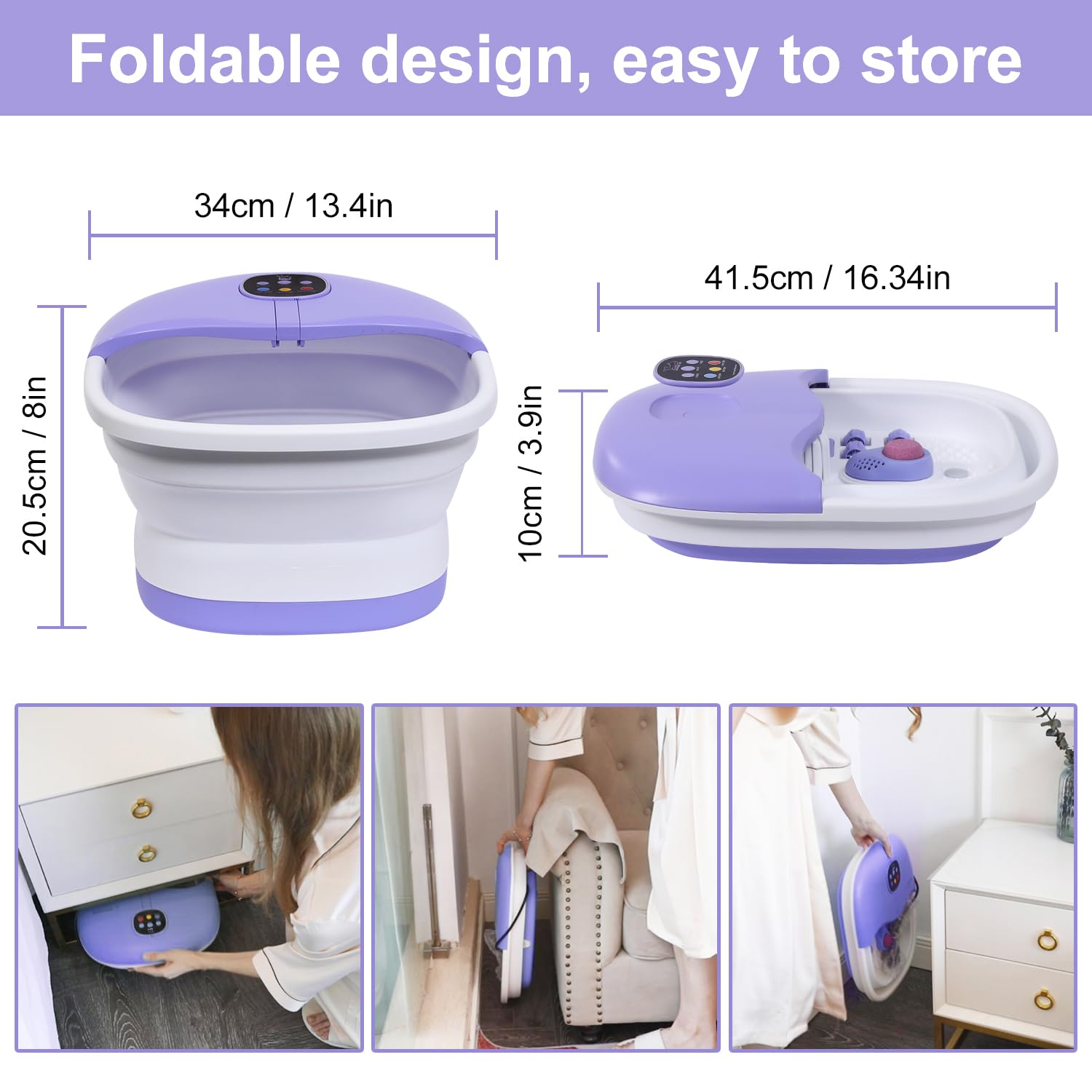 WHALSTAR Collapsible Foot Spa Bath Massager with Heat, Bubbles, Jets and Tea Tree Oil Soak