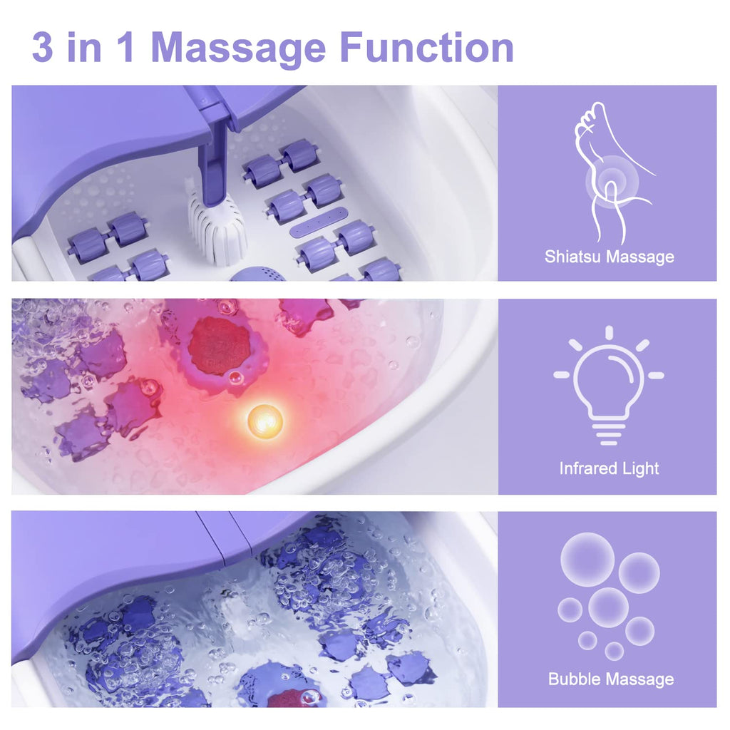 WHALSTAR Collapsible Foot Spa Bath Massager with Heat, Bubbles, Jets and Tea Tree Oil Soak
