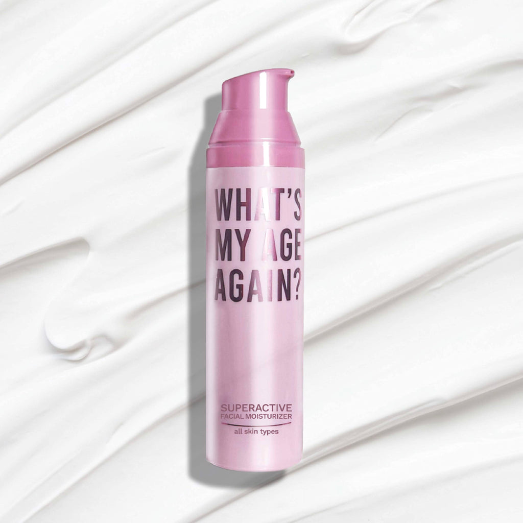 What’s My Age Again? SuperActive Facial Moisturizer – Daily Hydration with Hyaluronic Acid, Niacinamide & Peptides | Clean, Vegan, Fragrance Free