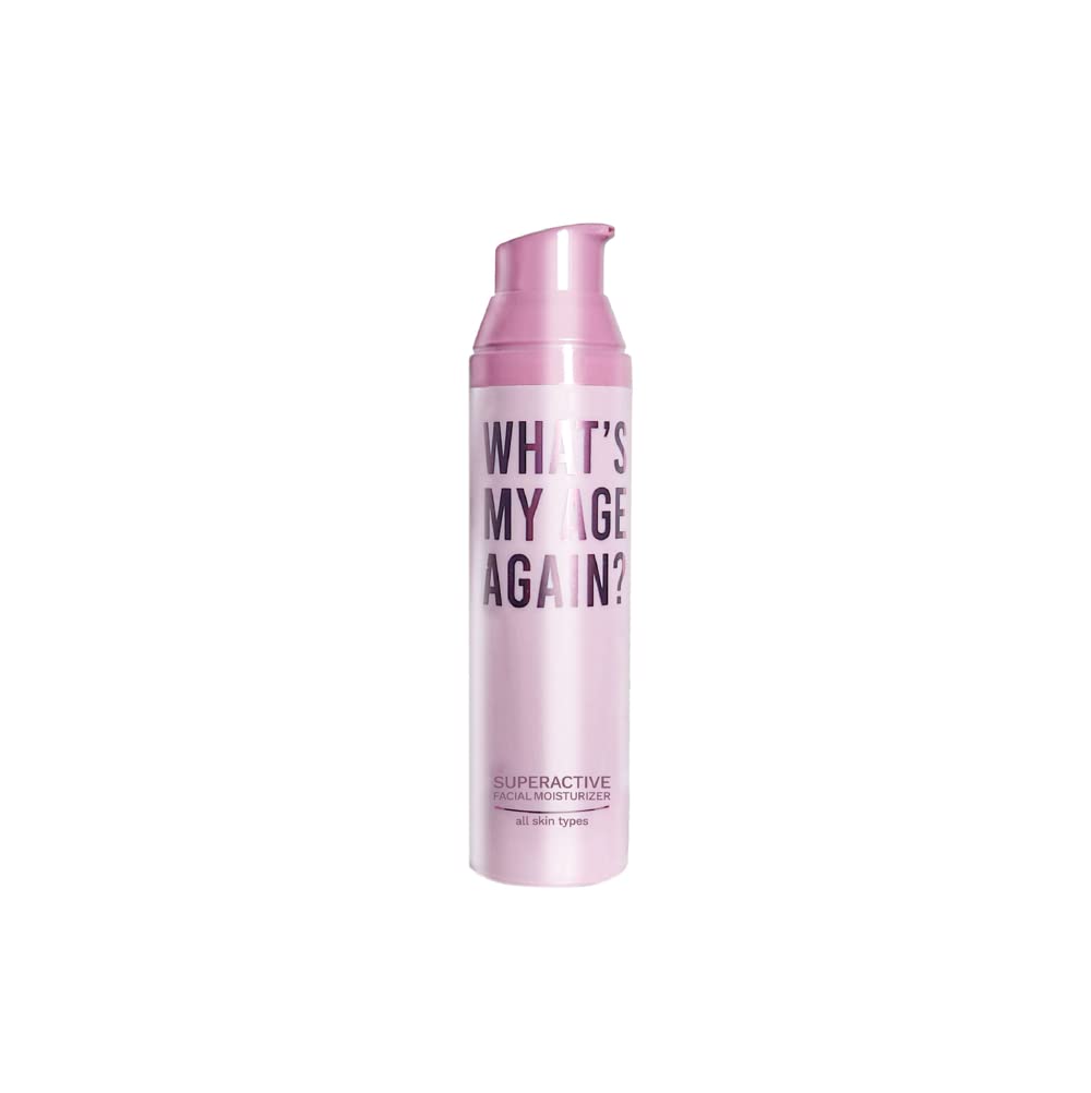 What’s My Age Again? SuperActive Facial Moisturizer – Daily Hydration with Hyaluronic Acid, Niacinamide & Peptides | Clean, Vegan, Fragrance Free