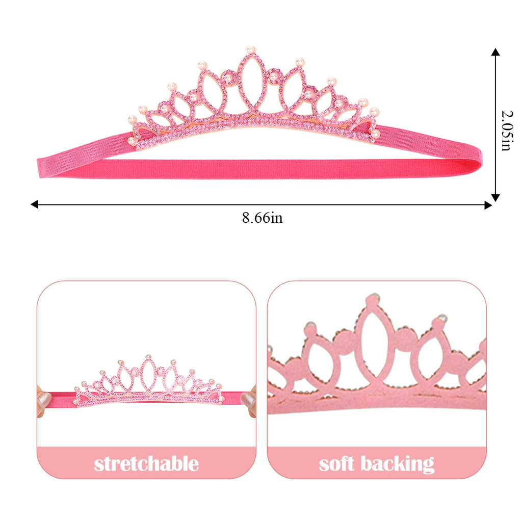 WHAVEL 3 Pack Elastic Crown Headbands – Glitter Princess Tiara Hair Accessories