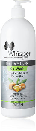 Whisper Whip Leave-In Co-Wash Moisturizer & Detangler – 32 oz, Sulfate-Free Keratin-Based Hair Care