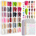 whisrvival 576Pcs Press On Nails Kit – 12 Almond & 12 Short Round with Adhesive Tabs