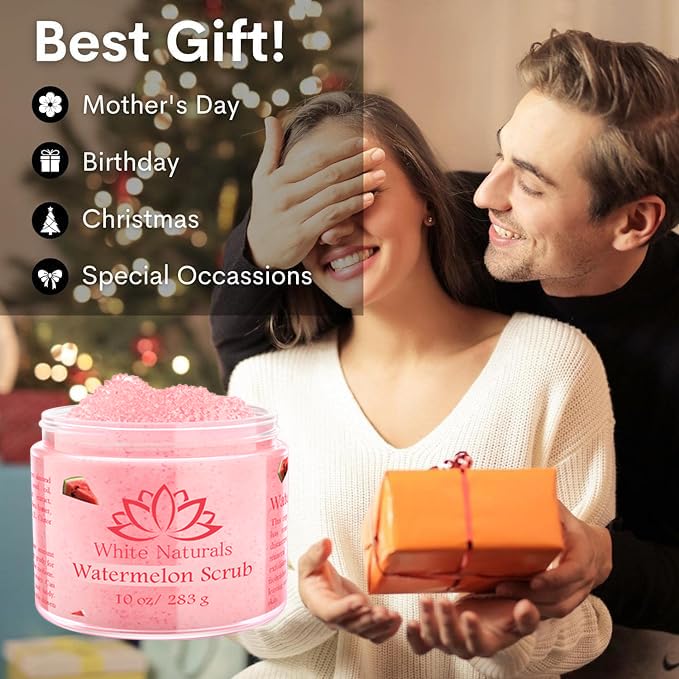 White Naturals Organic Pink Watermelon Body Scrub – Gentle Exfoliation & Hydration