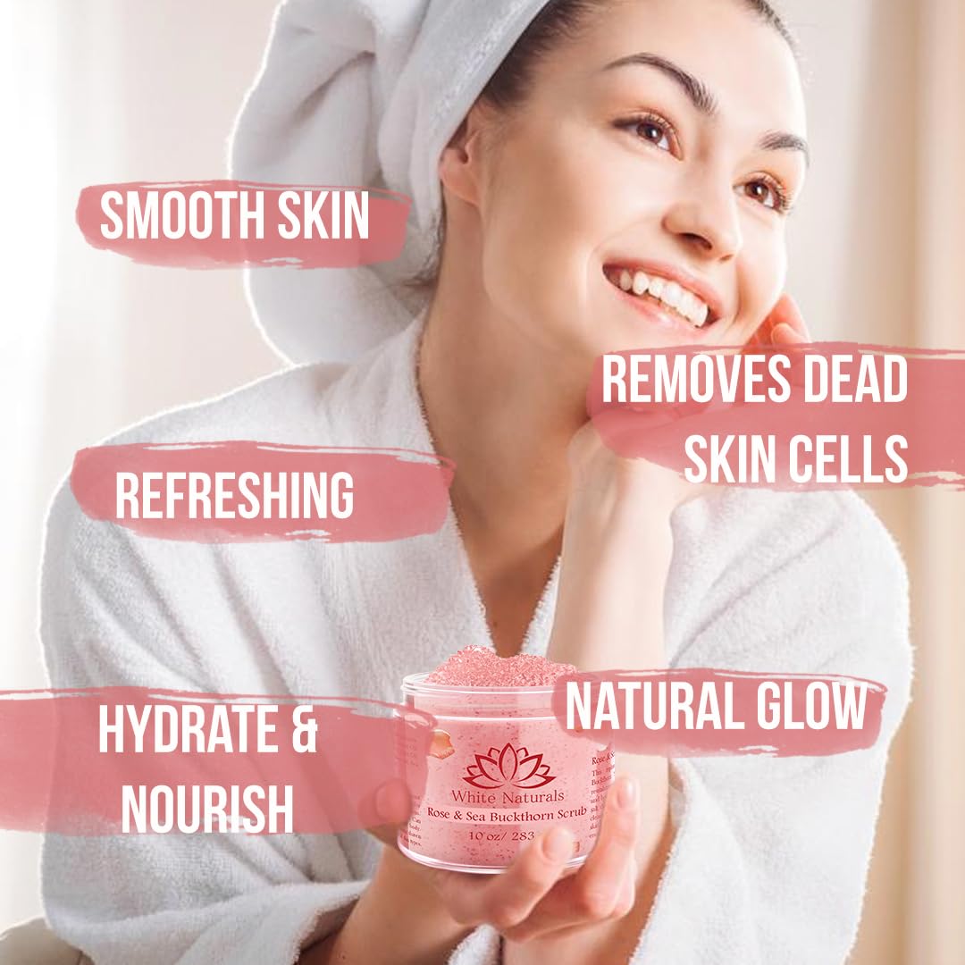 White Naturals Organic Rose & Sea Buckthorn Scrub | Exfoliating Face & Body Care
