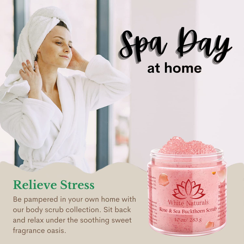 White Naturals Organic Rose & Sea Buckthorn Scrub | Exfoliating Face & Body Care