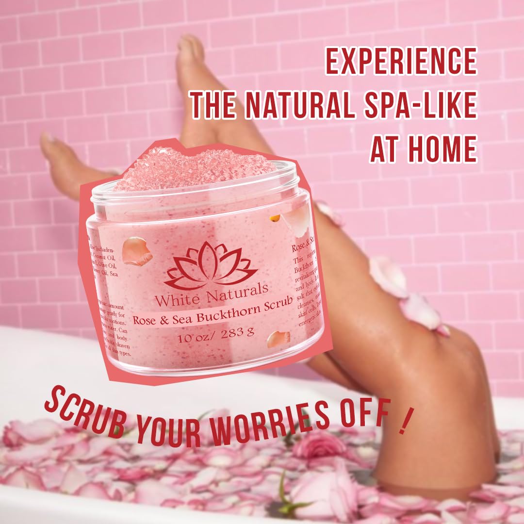 White Naturals Organic Rose & Sea Buckthorn Scrub | Exfoliating Face & Body Care