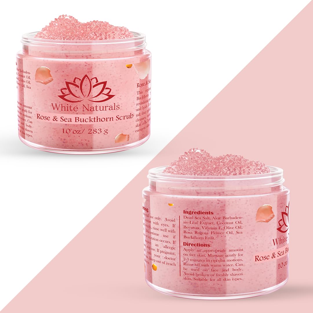 White Naturals Organic Rose & Sea Buckthorn Scrub | Exfoliating Face & Body Care