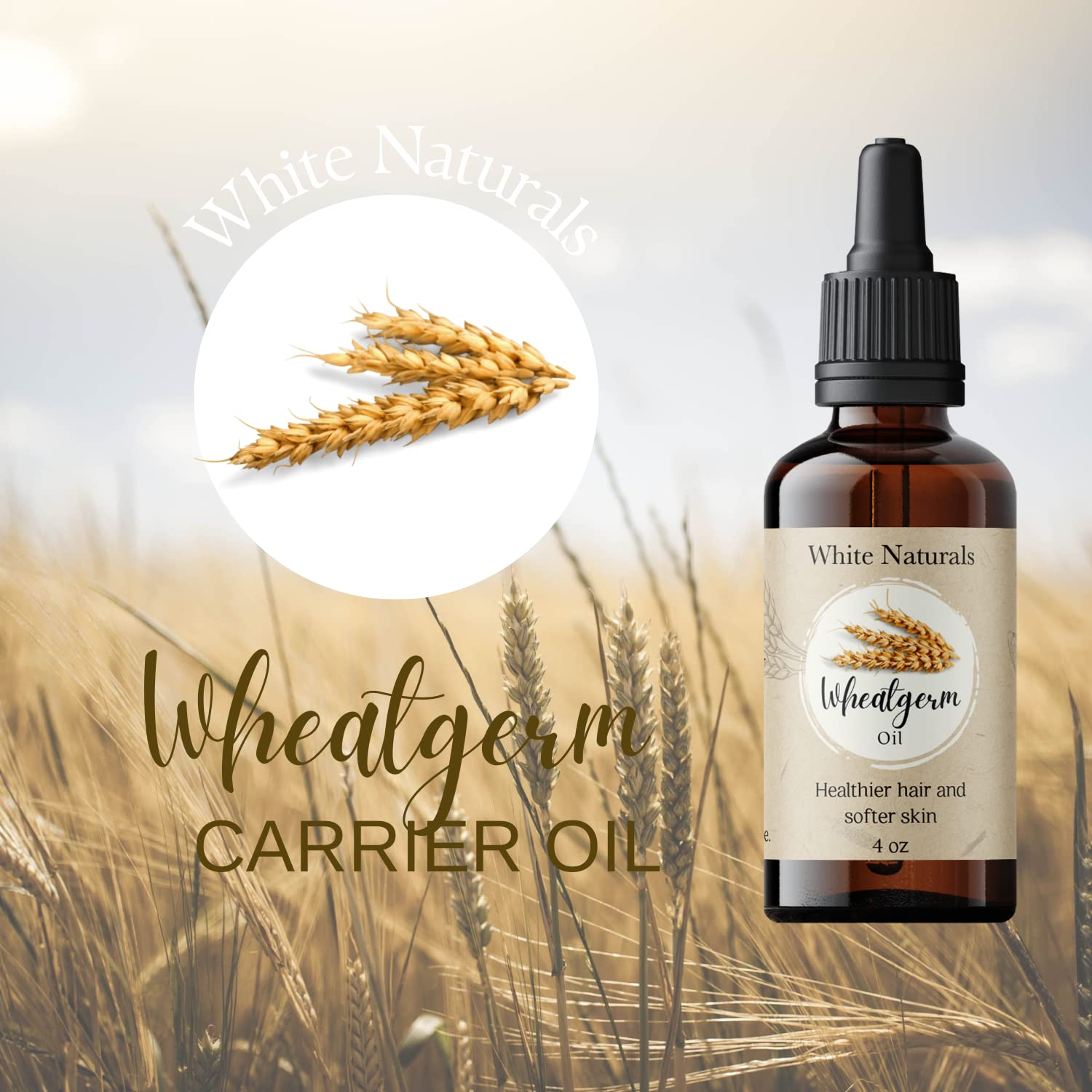 White Naturals Wheat Germ Carrier Oil – Cold-Pressed, Organic & 100% Pure