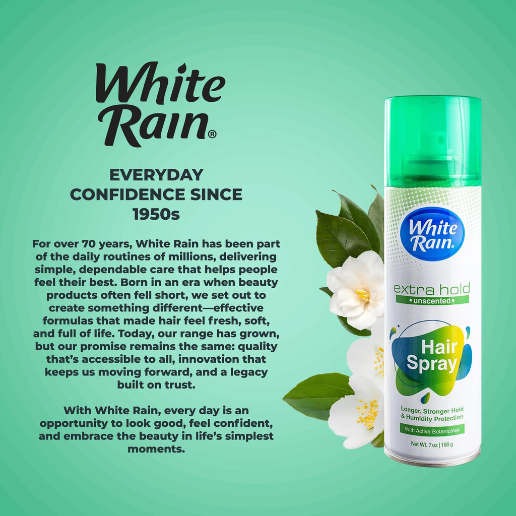 White Rain Extra Hold Unscented Hairspray — Fragrance-Free, Humidity-Resistant, 7 oz (Pack of 12)