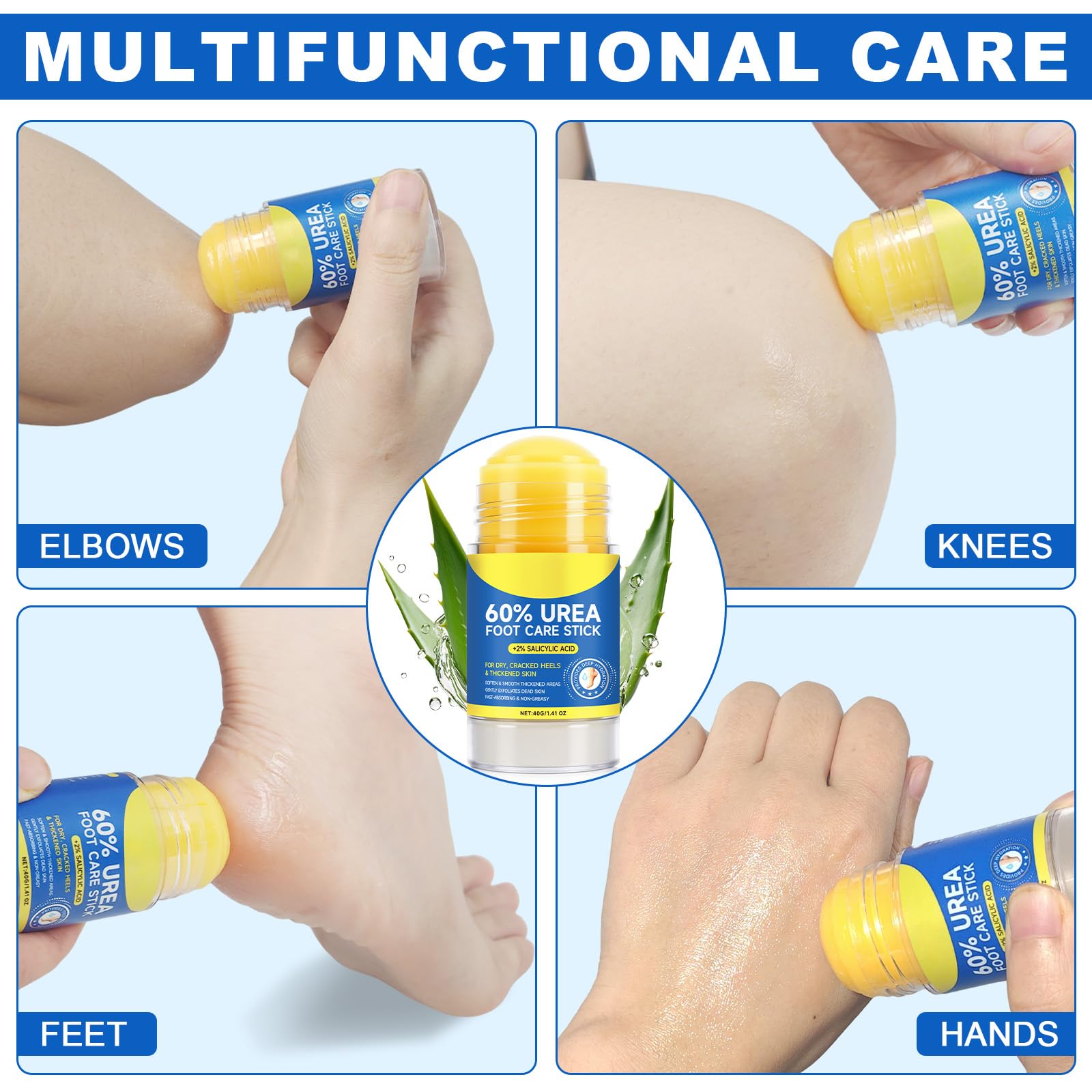 WHLH & WELL-BEING 60% Urea Foot Cream Stick with 2% Salicylic Acid – 2 Pack
