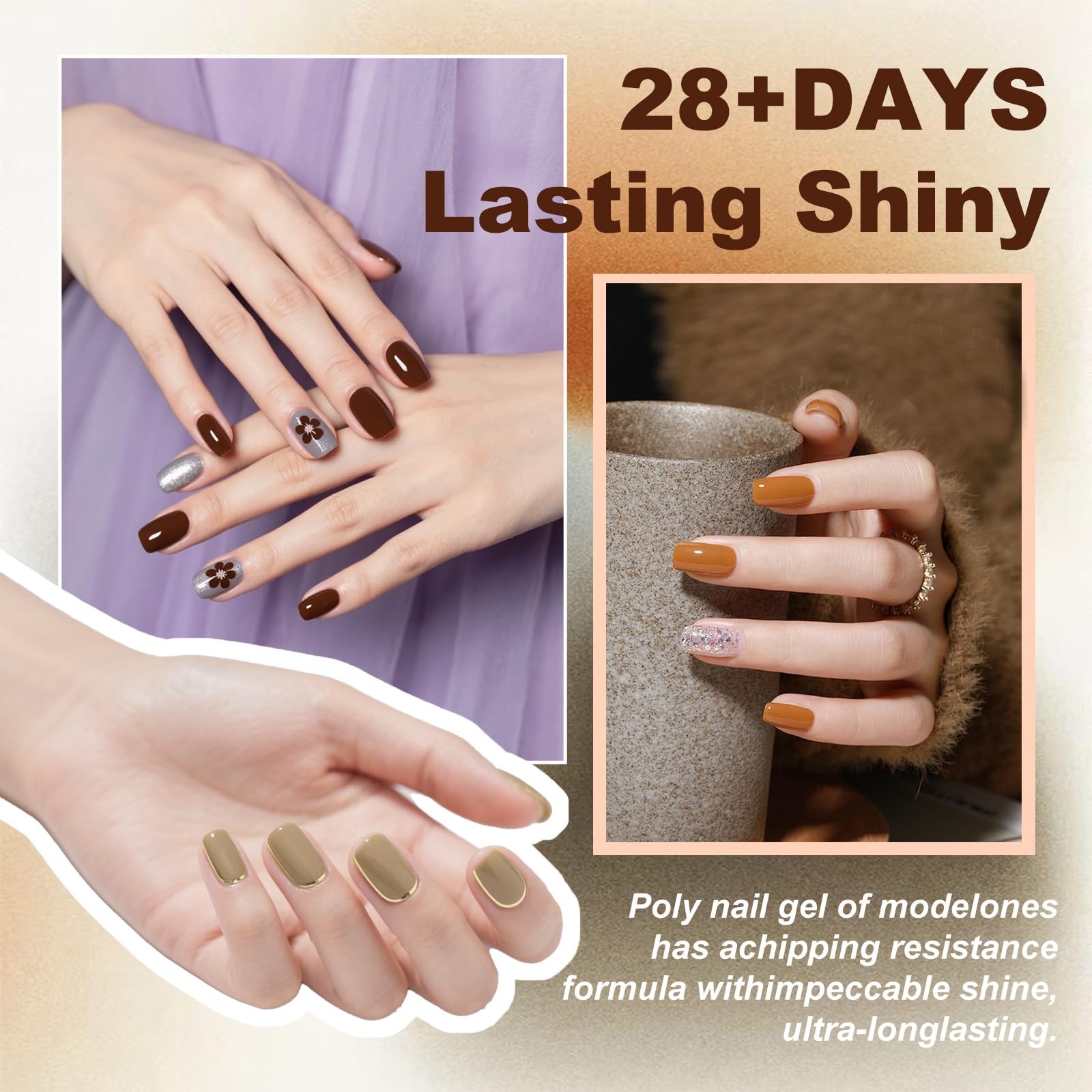 WHsHeria Gel Nail Polish Set – 6 Colors 15ML | Coffee Brown to Nude Pink | UV/LED Soak Off