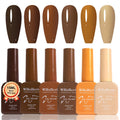 WHsHeria Gel Nail Polish Set – 6 Colors 15ML | Coffee Brown to Nude Pink | UV/LED Soak Off