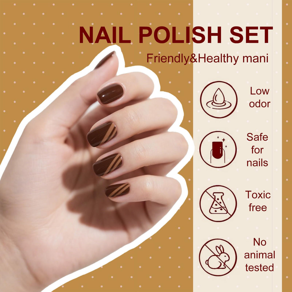 WHsHeria Gel Nail Polish Set – 6 Colors 15ML | Coffee Brown to Nude Pink | UV/LED Soak Off