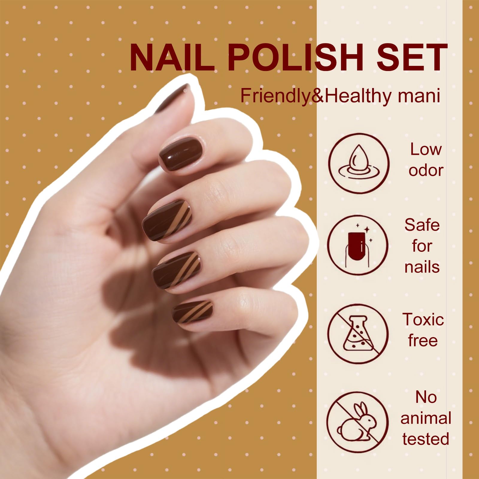 WHsHeria Gel Nail Polish Set – 6 Colors 15ML | Coffee Brown to Nude Pink | UV/LED Soak Off